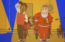 Marcel, Papá Noel y el chico repartidor de pizzas