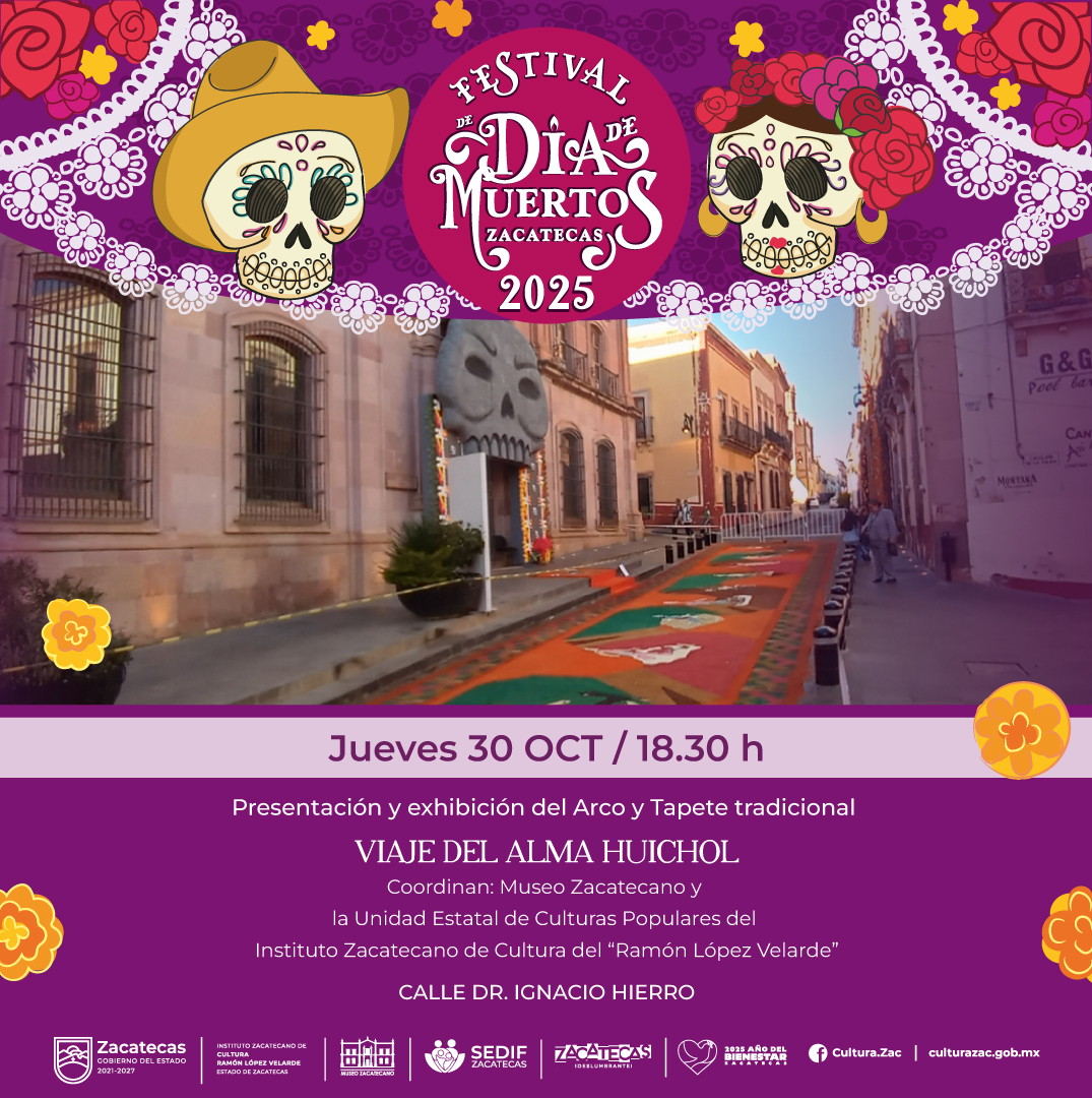 Imagen muestra de la actividad Presentación y exhibición del arco y tapete tradicional "Viaje del alma huichol"