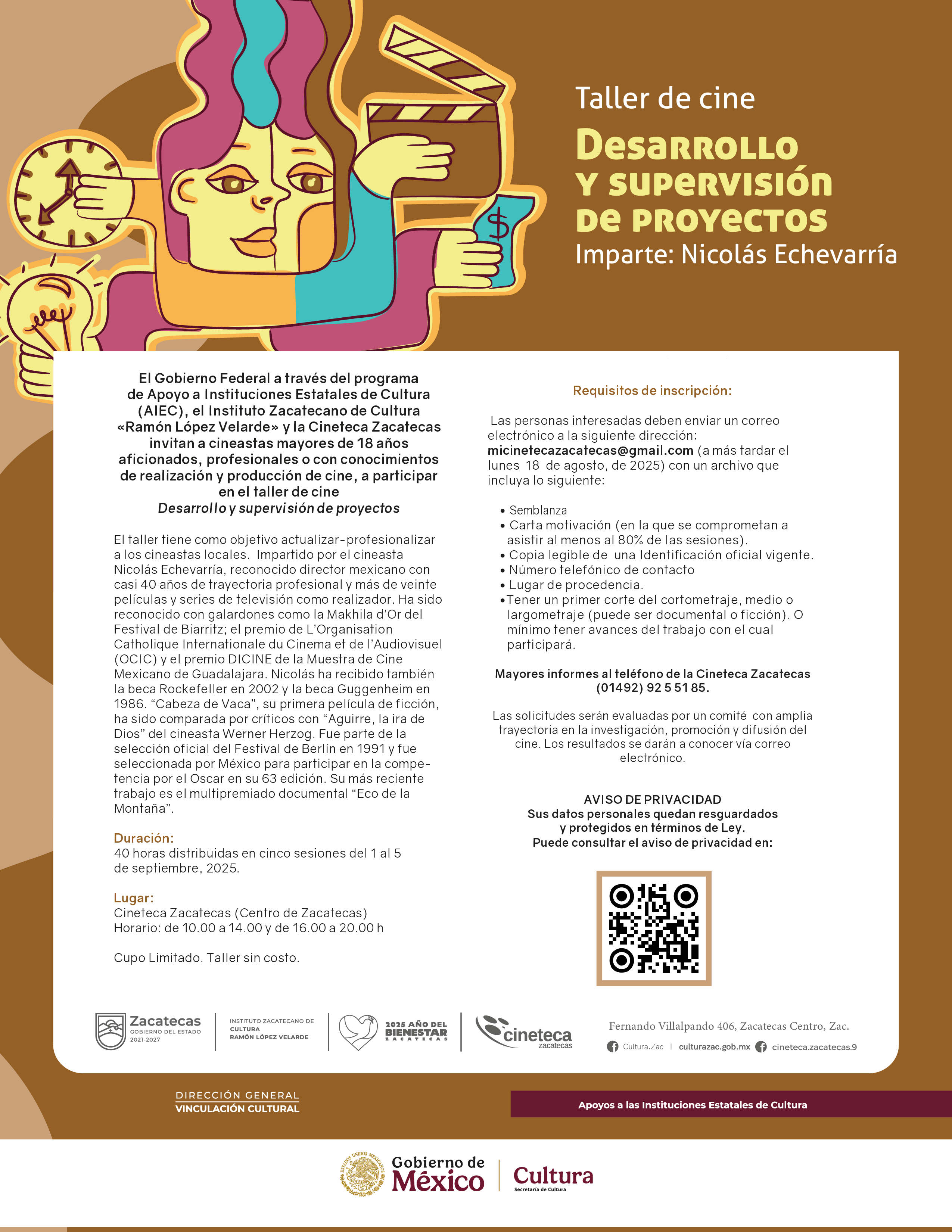 Imagen muestra de la actividad Taller de Cine: Desarrollo y supervición de proyectos