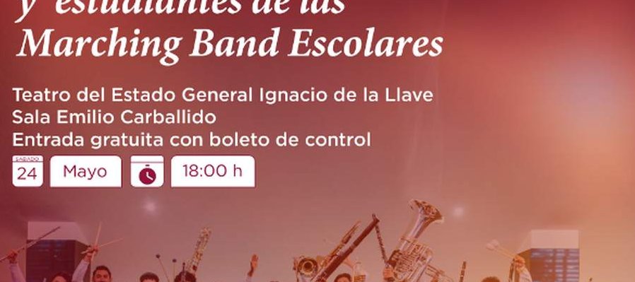 Banda Sinfónica Juvenil Tlaneltoca y estudiantes de las Marching Band Escolares