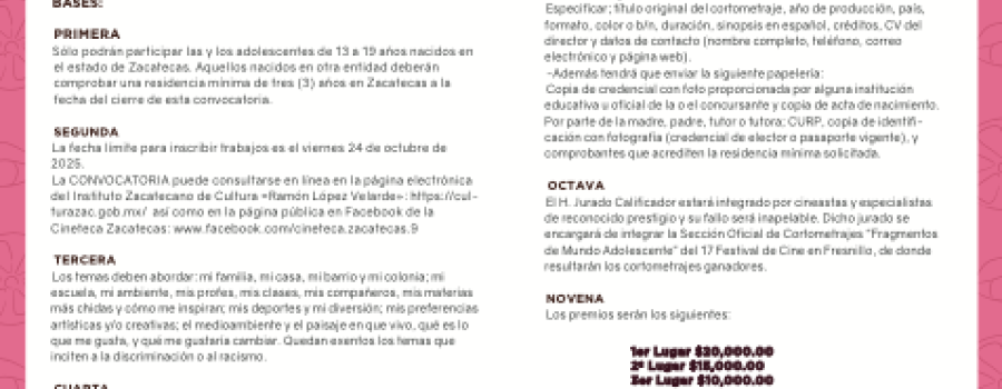 Convocatoria Fragmentos del Mundo Adolescente