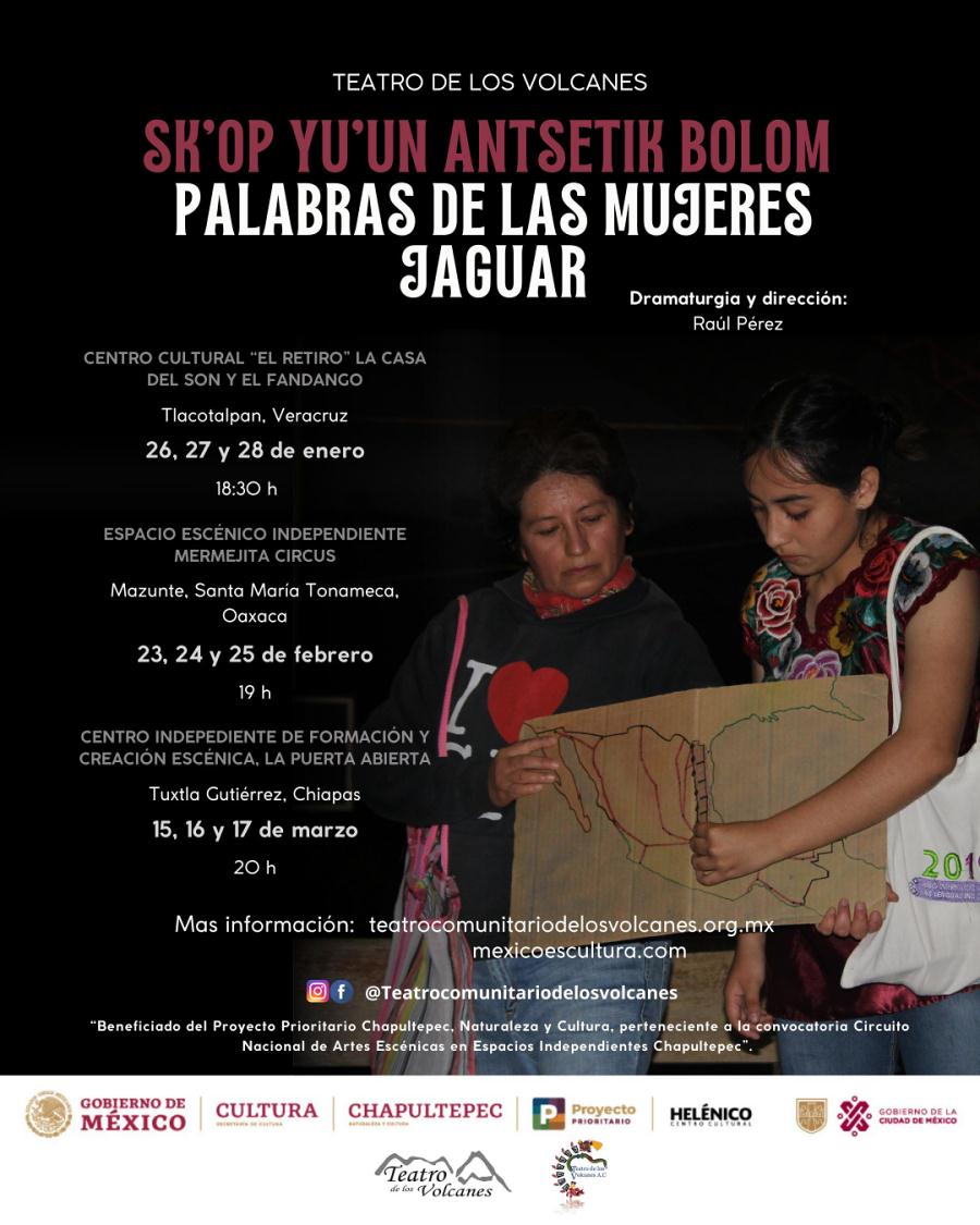 Imagen muestra de Skop yuun antsetik bolom, palabras de las mujeres jaguar
