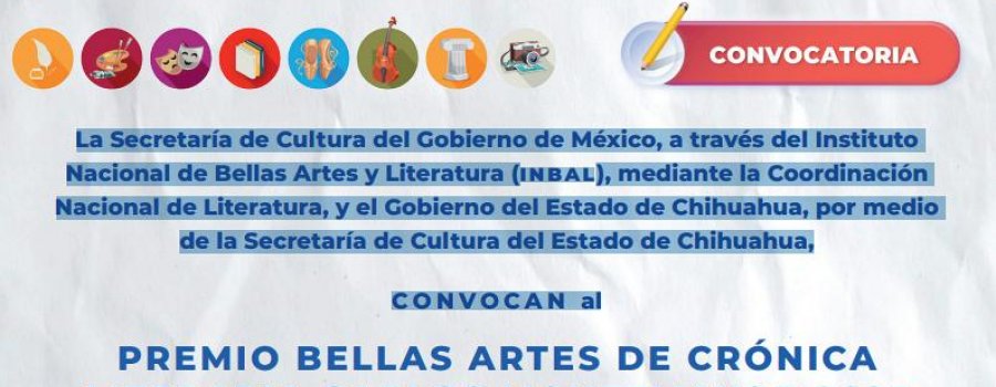 Premio Bellas Artes de Crónica Literaria Carlos Montemayor 2023