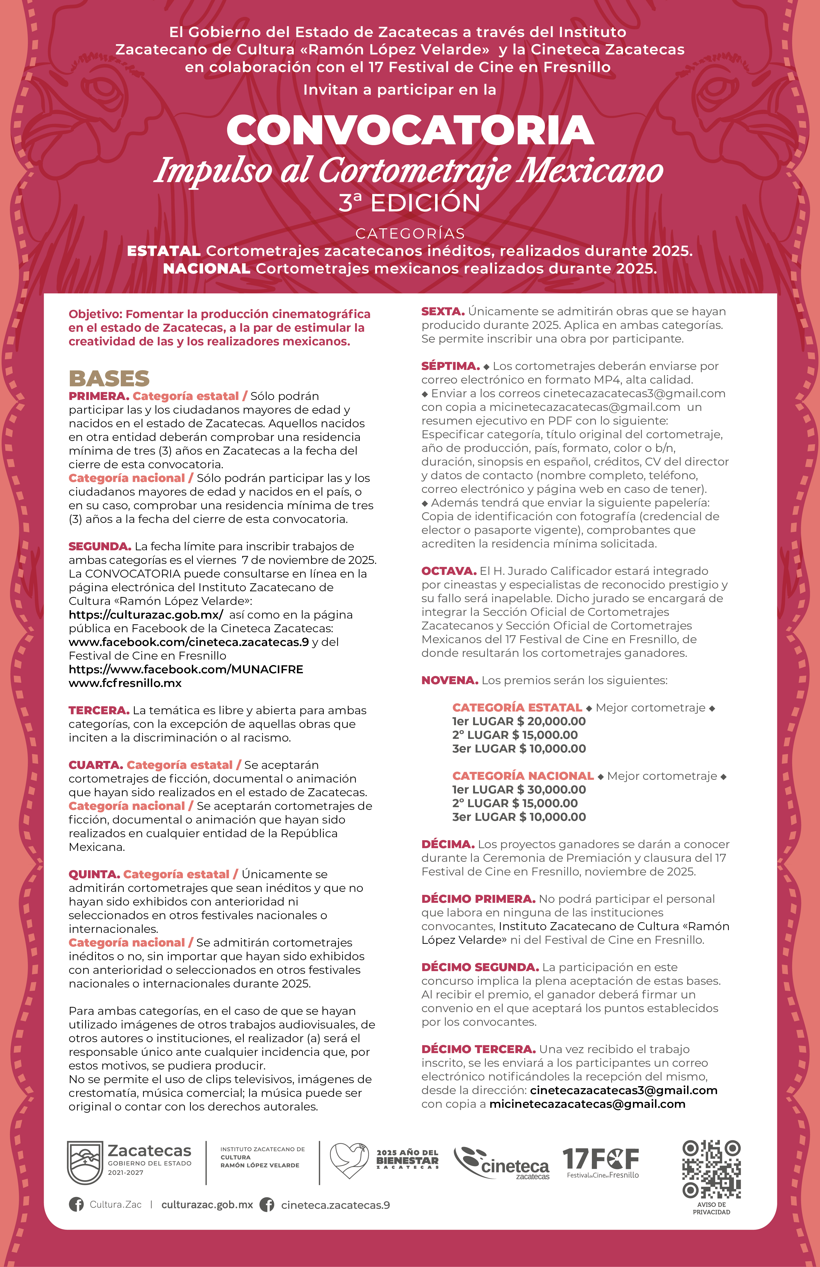 Imagen muestra de la actividad Convocatoria Impulso al Cortometraje Mexicano, con categorías estatal y nacional