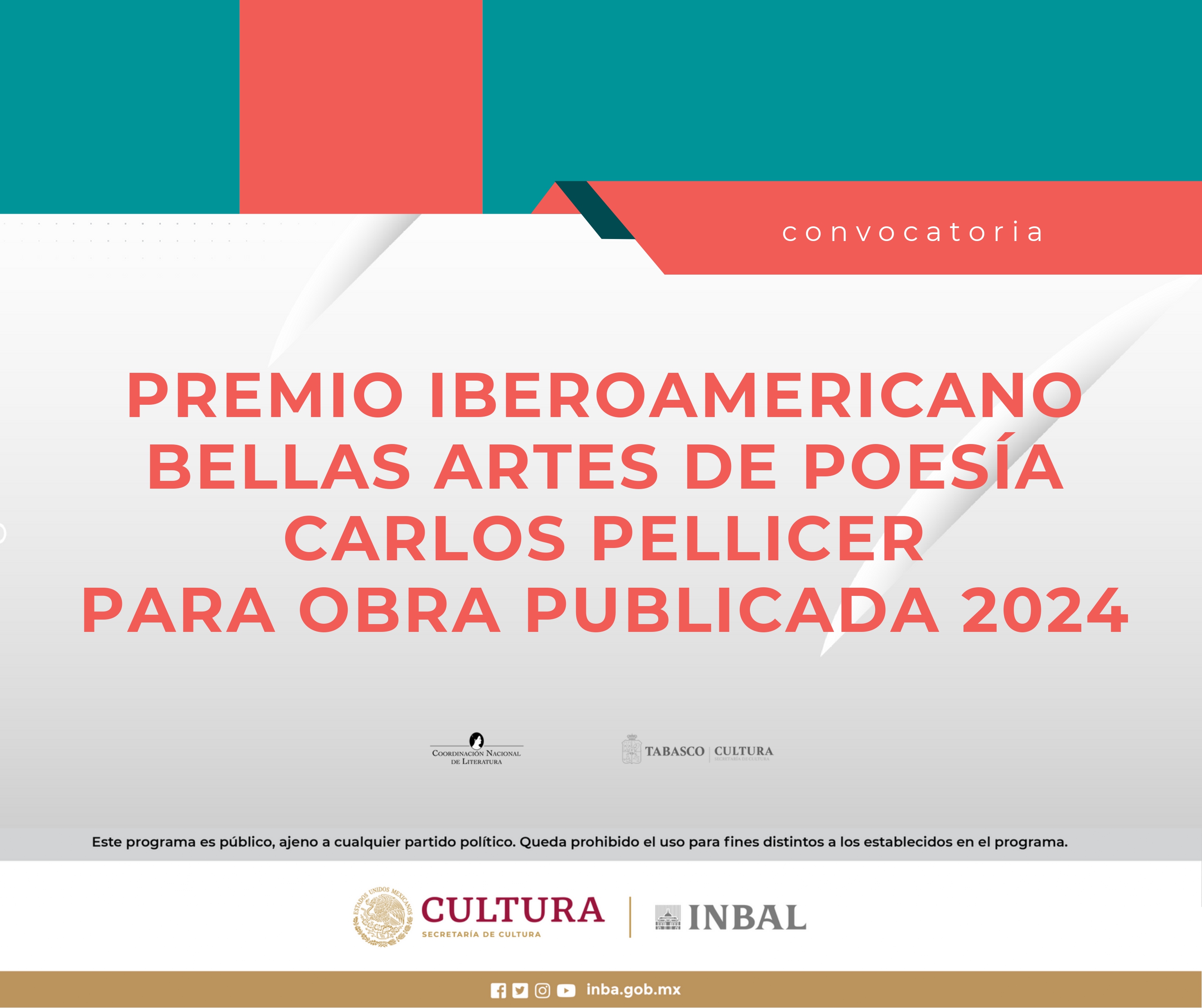 Imagen muestra de la actividad Premio Iberoamericano Bellas Artes de Poesía Carlos Pellicer para obra publicada 2024