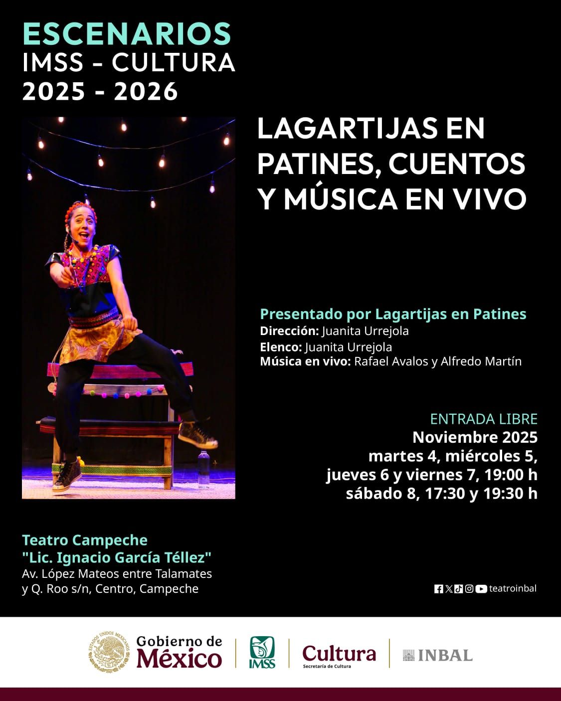 Imagen muestra de la actividad Lagartijas en Patines, cuentos y música en vivo