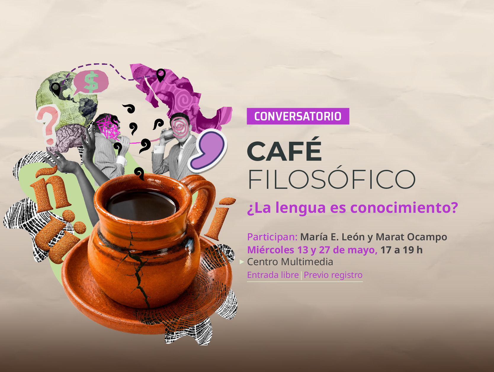 Imagen muestra de la actividad Conversatorio > Café filosófico: ¿La lengua es conocimiento?
