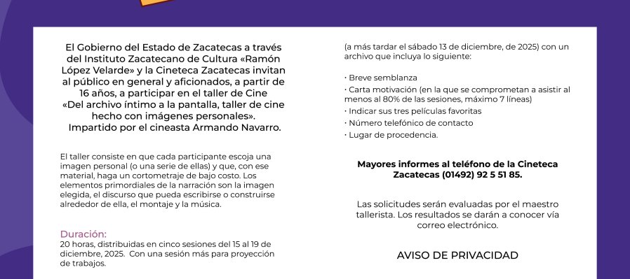 Taller: Del Archivo íntimo a la pantalla