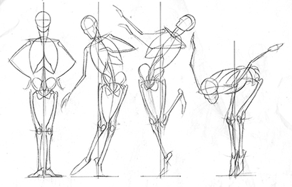 Dibujo de figura humana en estampa
